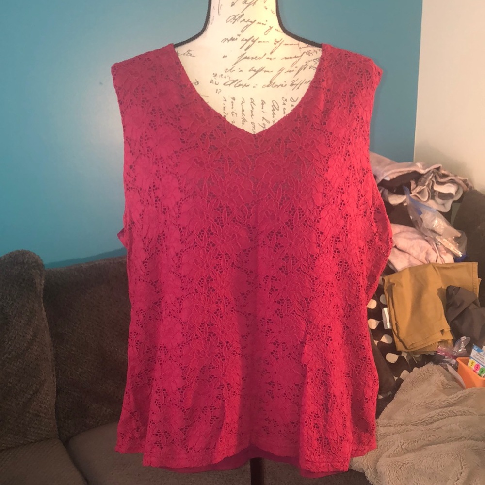 Croft & Barrow Sleeveless Lace Blouse, 2X